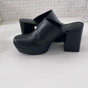 Zara Black Chunky Heel Mules